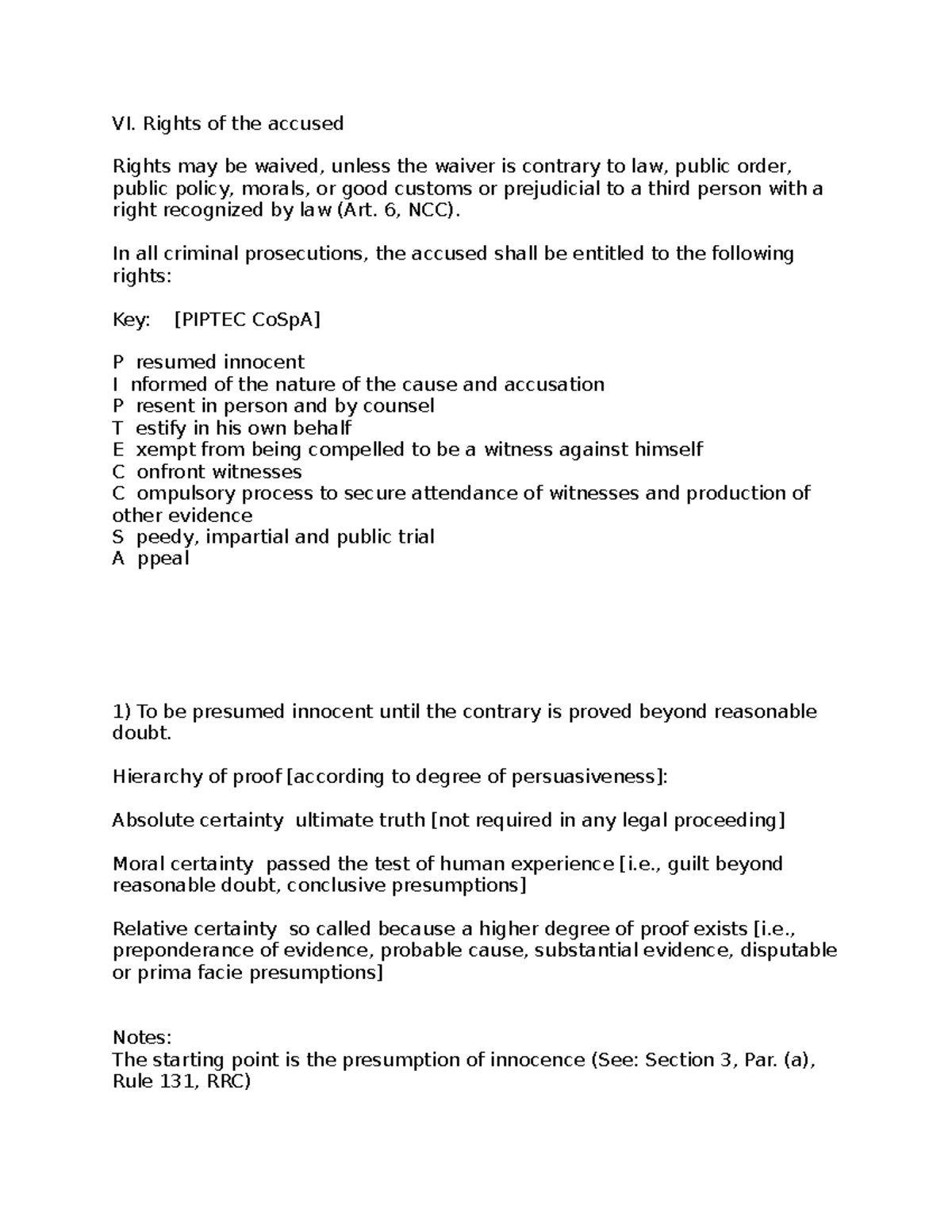 CRIM PROC 3 - Accused Rights & Burden of Proof Overview - Studocu