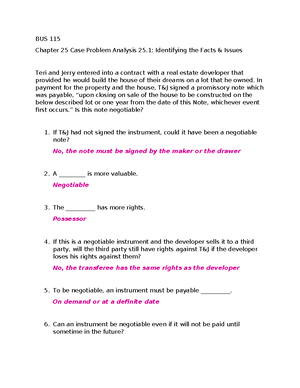 BUS 115 Chapter 15 Case Problem Analysis 15 - BUS 115 Module 6 Chapter ...