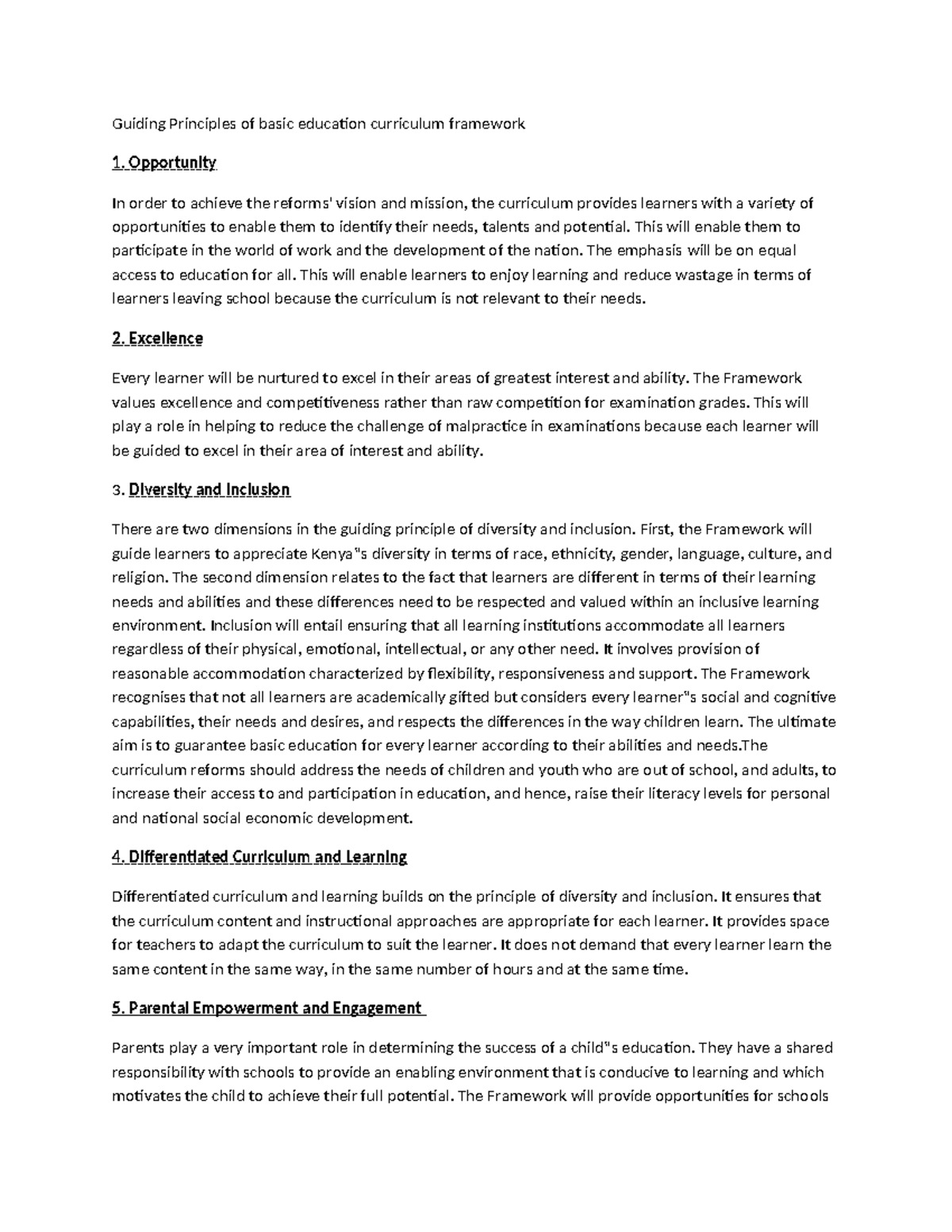 Guiding Principles of Basic Education Curriculum Framework - EDCI ...