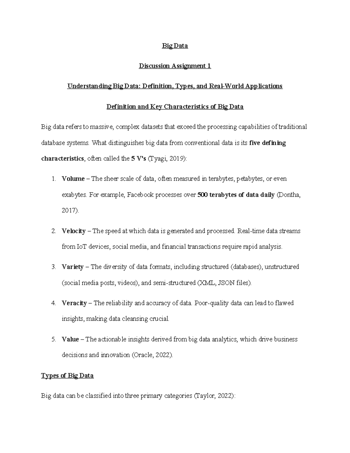 UoPeople: Big Data Discussion Assignment 1 - Understanding Big Data ...