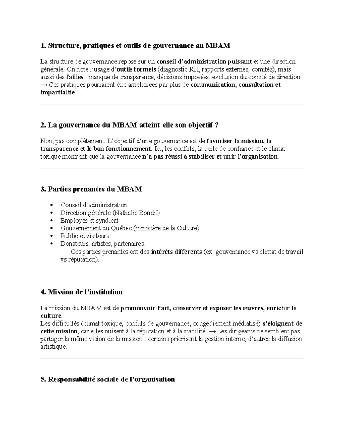 4-CAS Gestion de la Gouvernance au MBAM - Analyse et Pratiques - Studocu