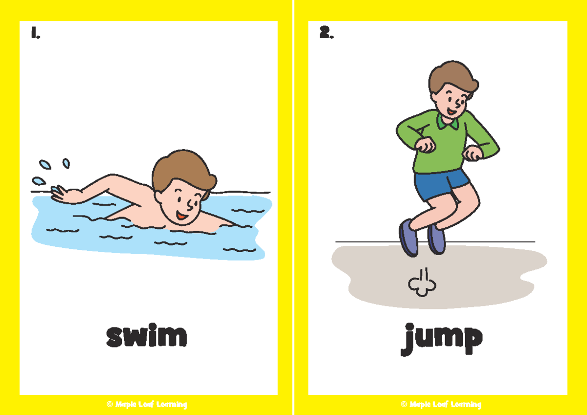 Verbs flashcards everyday english 1 - 00 E 00 E 3. 4. walk run C Maple ...