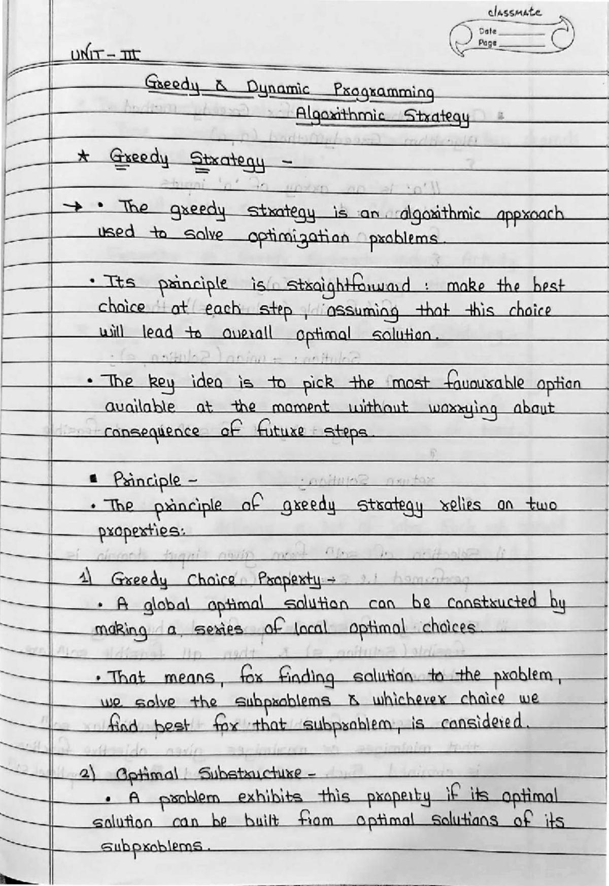 DAA UP2201 - Unit 3 Notes on Greedy & Dynamic Programming Strategies ...