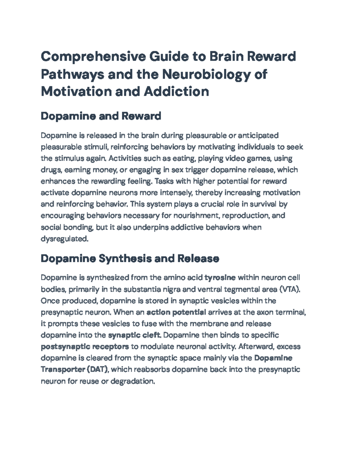 Comprehensive Study on Brain Reward Pathways & Addiction Neurobiology ...
