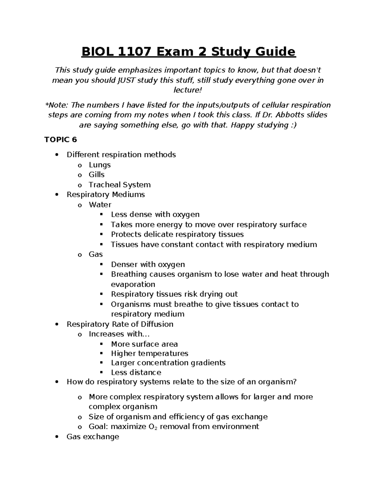 BIOL 1107 Exam 2 Study Guide: Key Topics & Concepts - Studocu