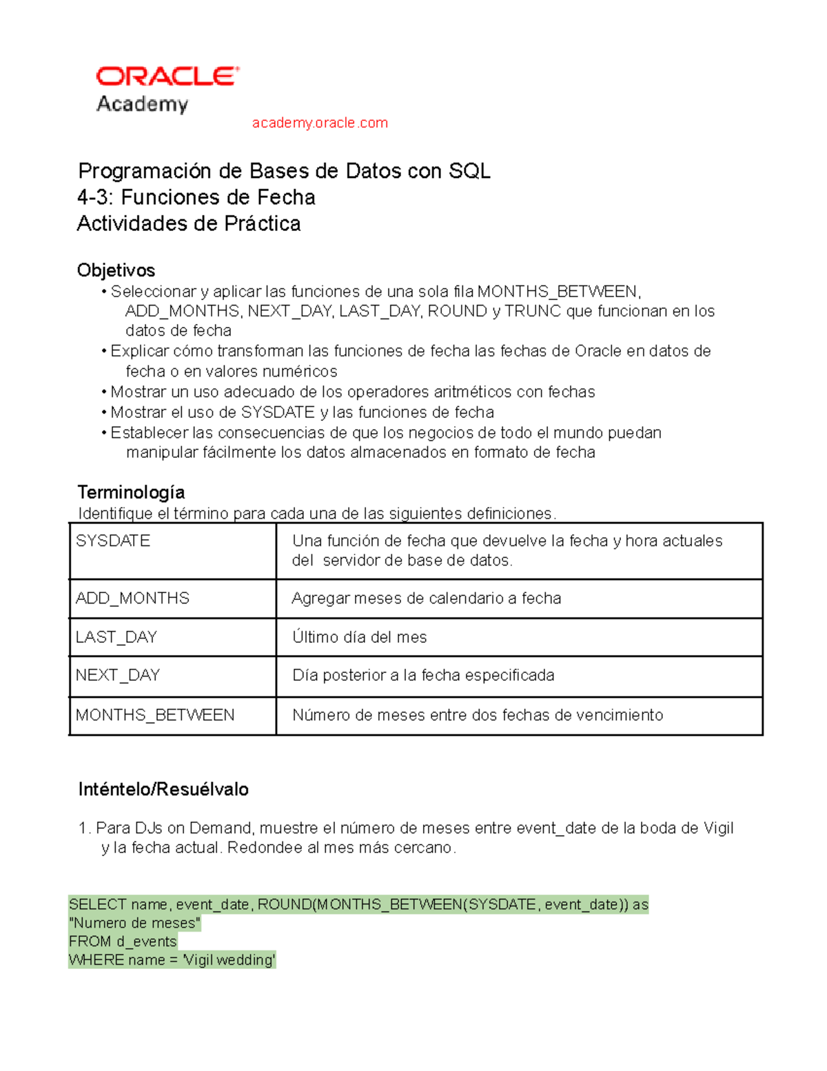 DP 4-3: Práctica de Funciones de Fecha en SQL - Ejercicios y ...