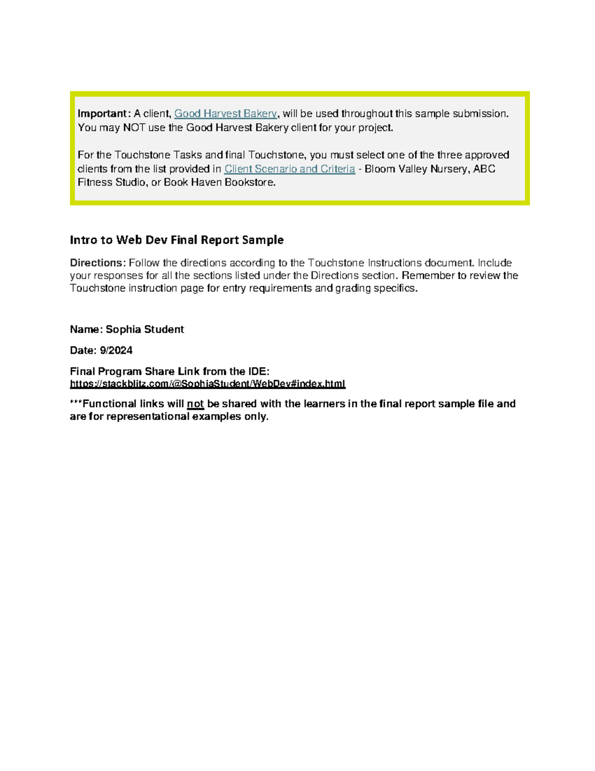 Web Dev Touchstone Final Report: Good Harvest Bakery Design - Studocu