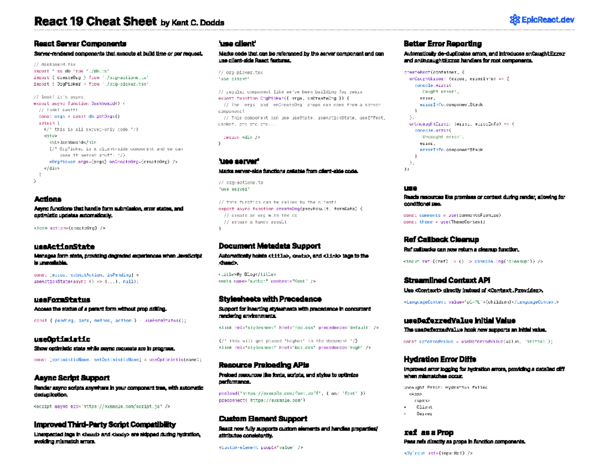 React 19 cheat sheet - teri maa di - Custom Element Support React now ...