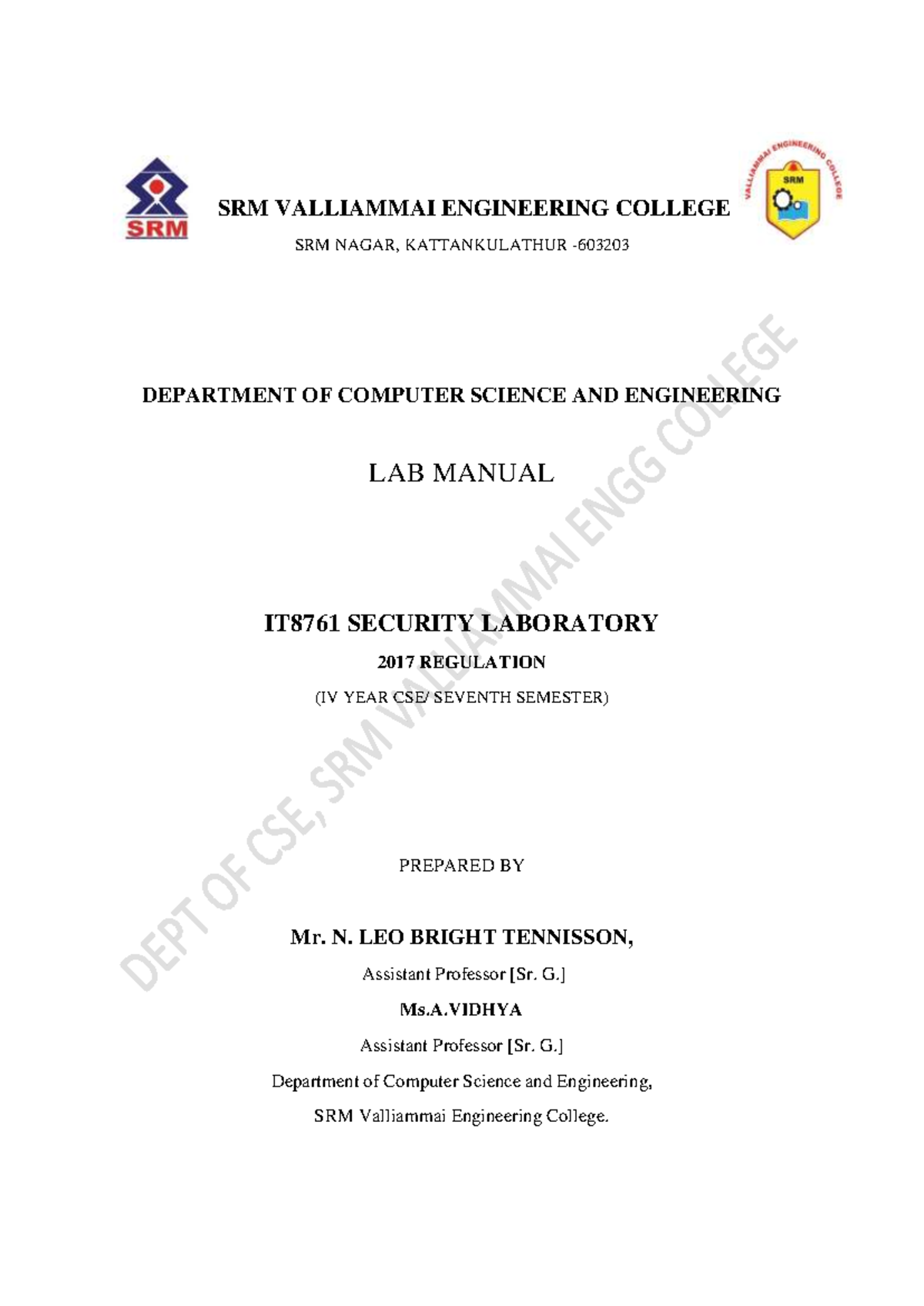 IT8761-Security Lab Manual & VIVA Notes (2017 Regulation) - Studocu