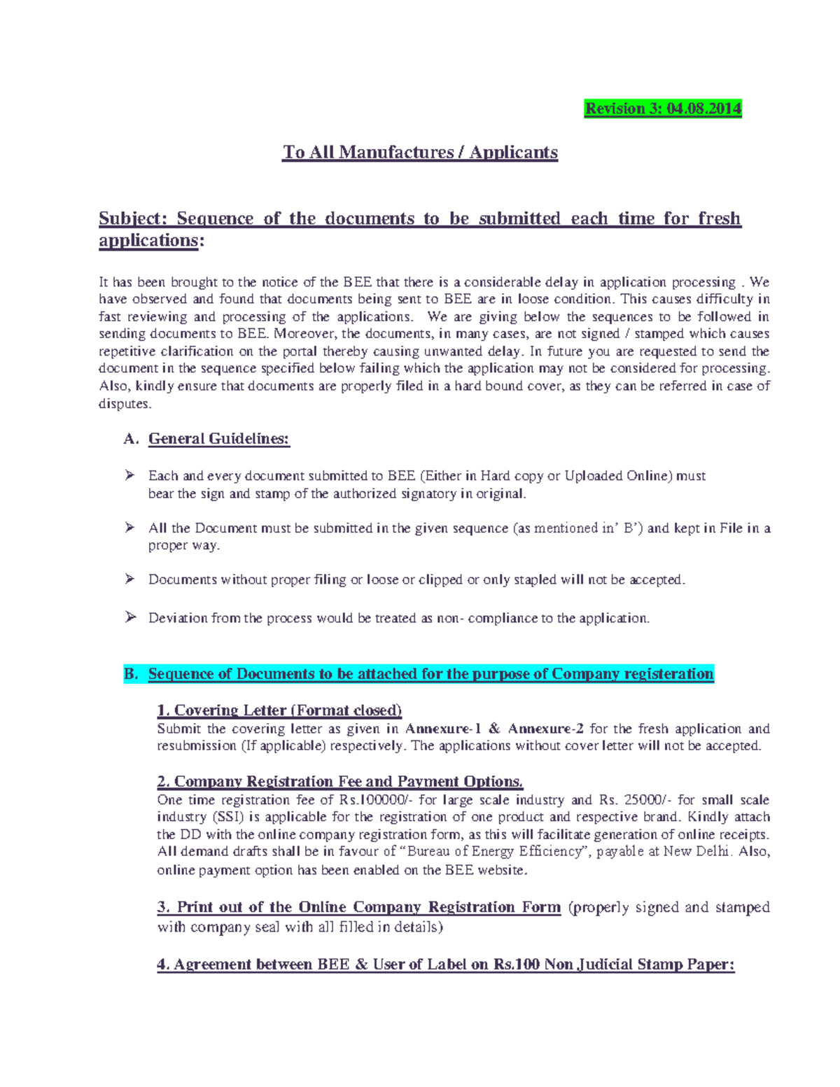 BEE Application Submission Guidelines: Document Sequence & Requirements ...
