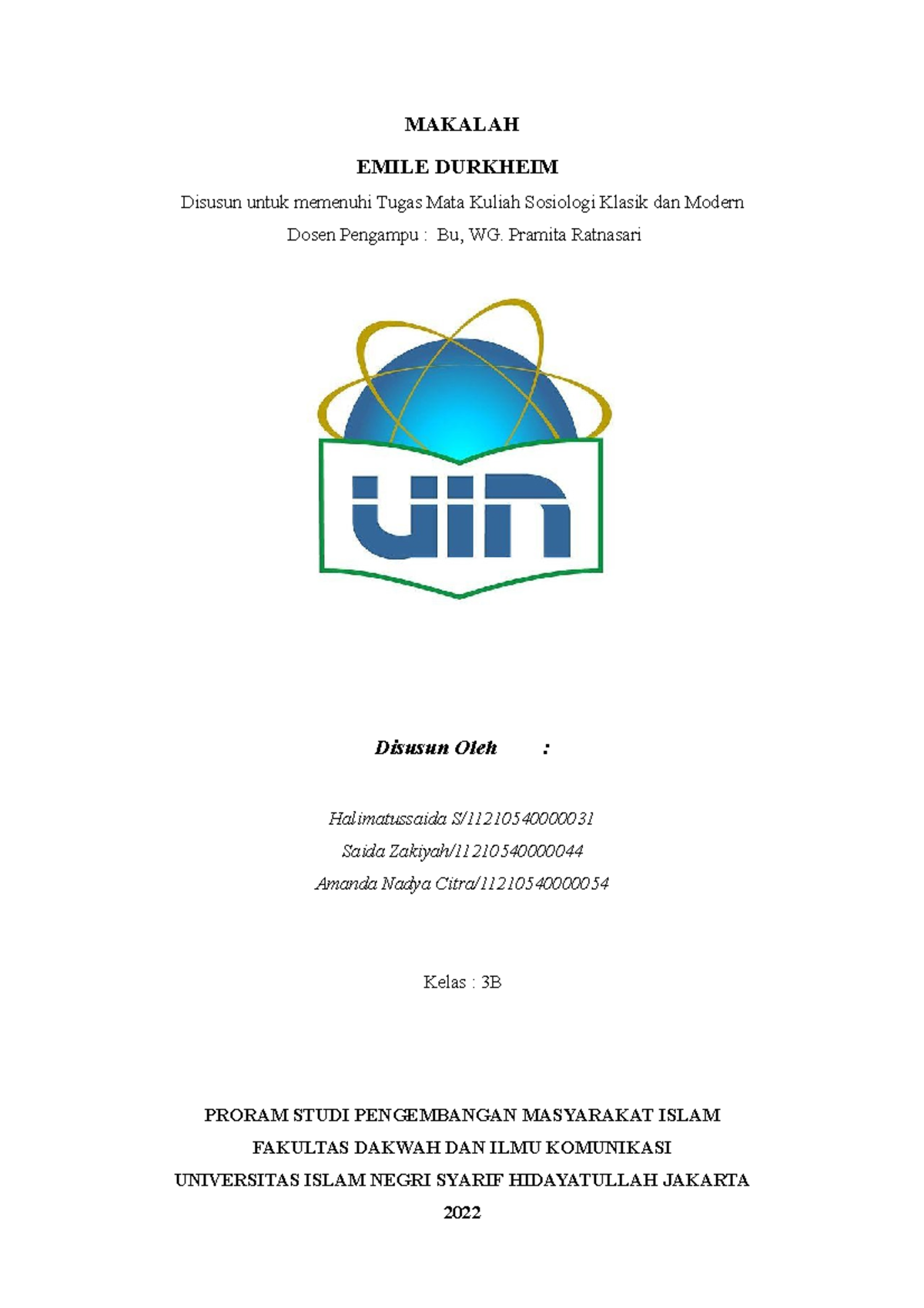 Makalah Sosiologi Klasik: Esensi dan Pemikiran Emile Durkheim (SKM101 ...
