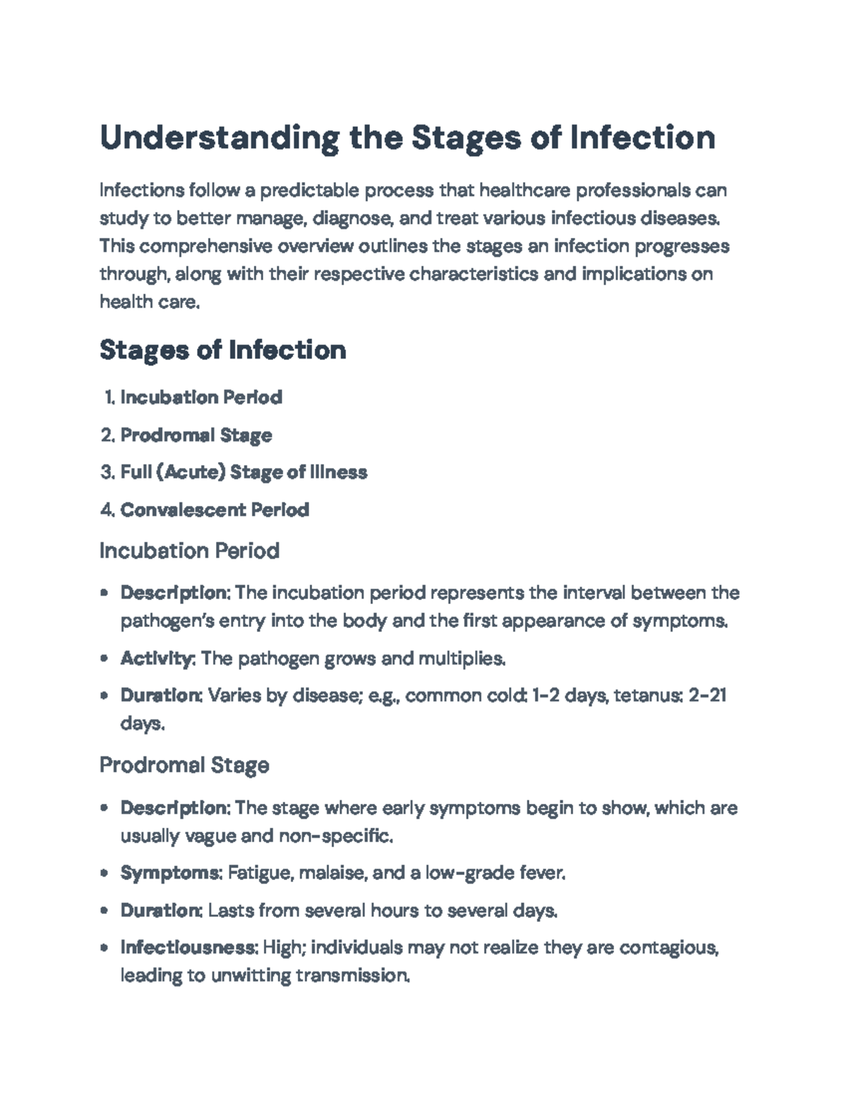 Stages of Infection: A Comprehensive Guide for Healthcare Professionals ...