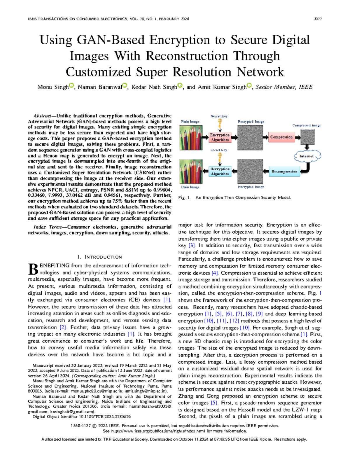 Optimizing Digital Image Security: A GAN-Based Encryption Approach ...
