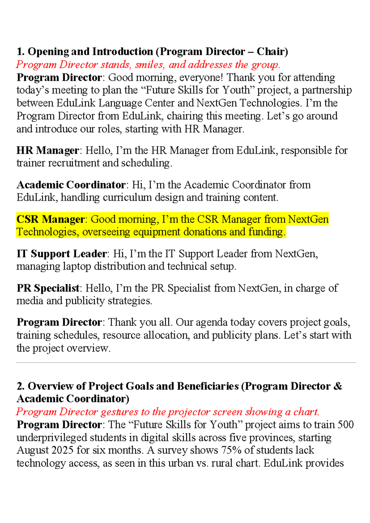 Meeting Script - Skills for Project Planning (EBC) - Studocu
