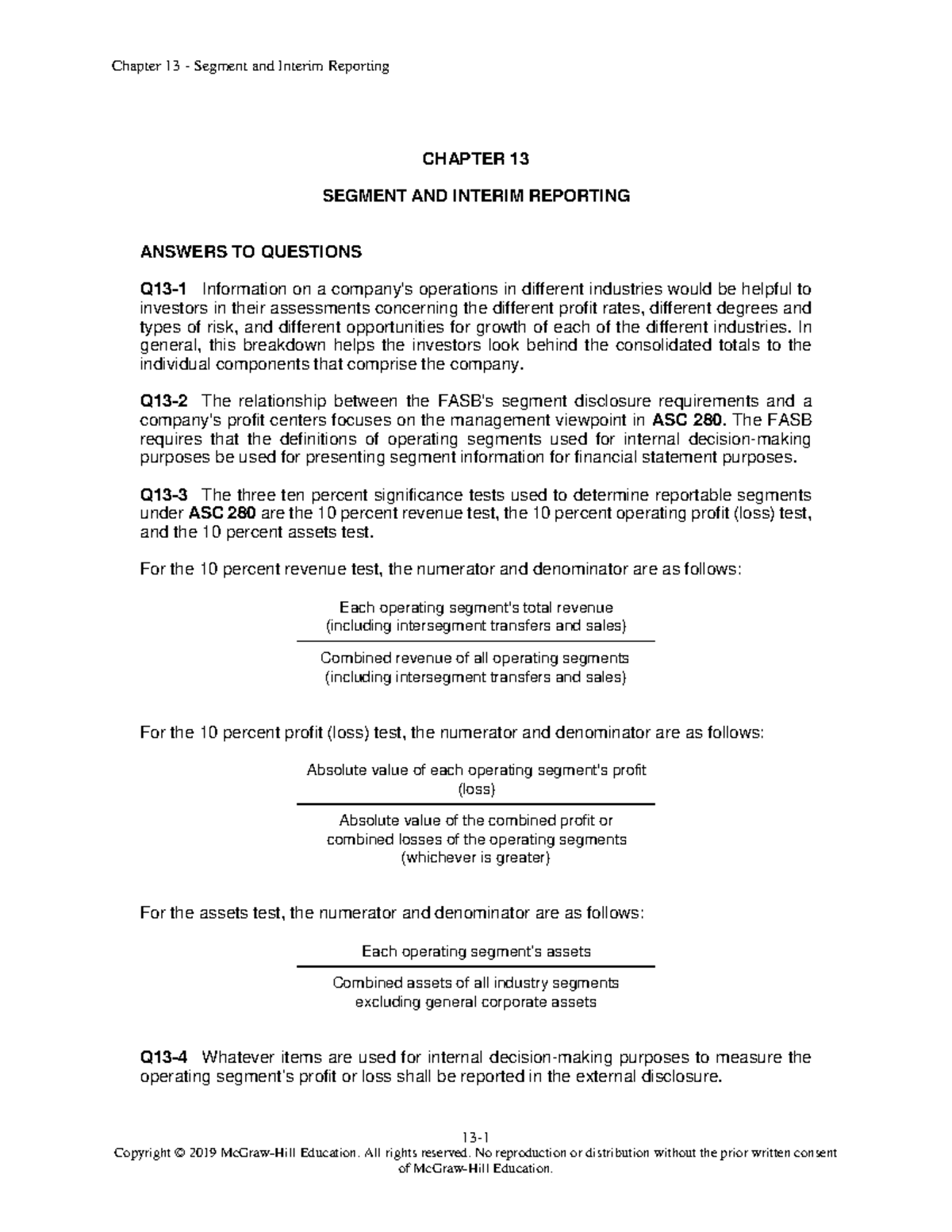Christensen 12e Chapter 13: Segment & Interim Reporting Insights - Studocu