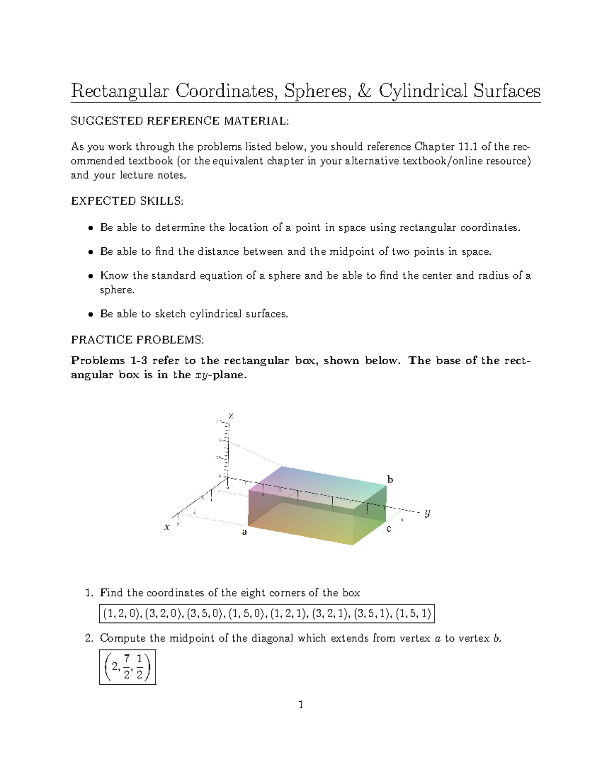 Rectangular Coordinates & Spherical Equations Practice (Math 101) - Studocu