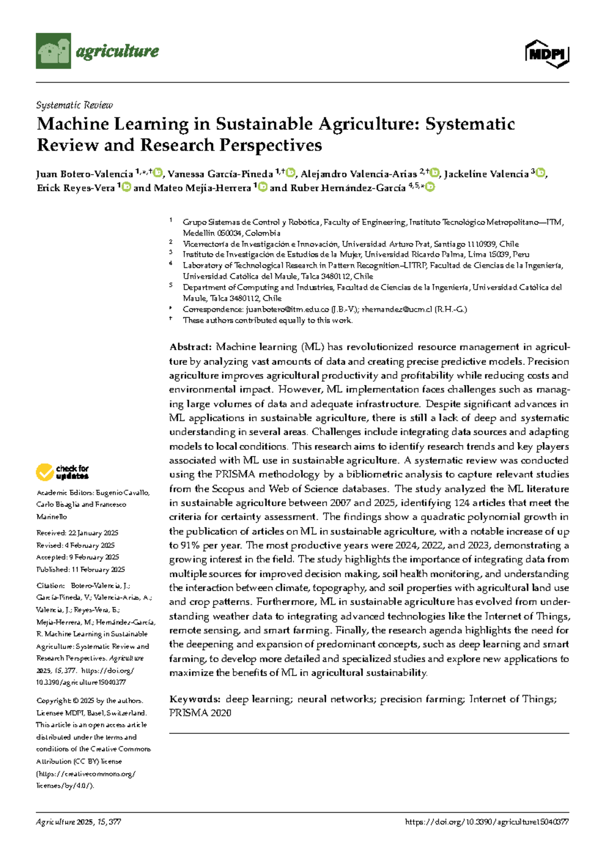 Machine Learning in Sustainable Agriculture: A Systematic Review (AGRI ...