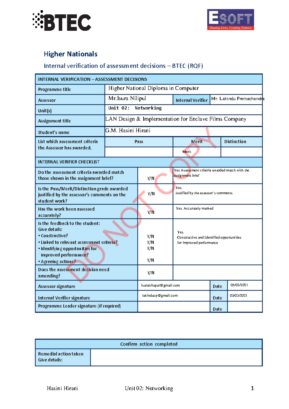 Networking Assignment: LAN Design & Implementation for HND in Computing ...