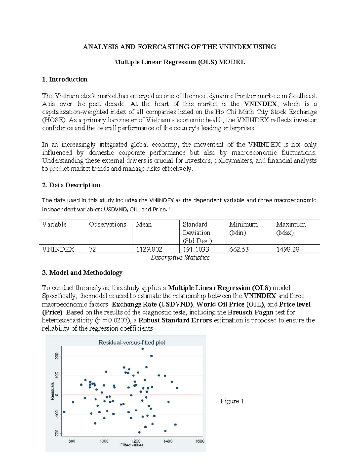 VNINDEX Analysis & Forecasting Using Multiple Linear Regression Model ...