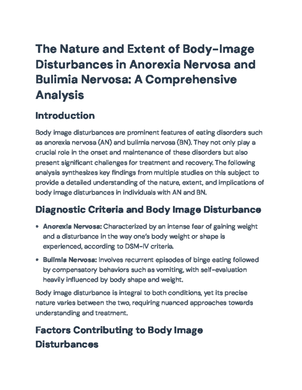 Comprehensive Analysis of Body Image Disturbances in Eating Disorders ...