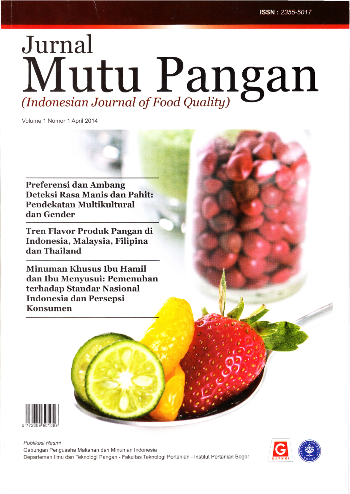 Jurnal Mutu Pangan - Preferensi Rasa Manis dan Pahit di Indonesia - Studocu