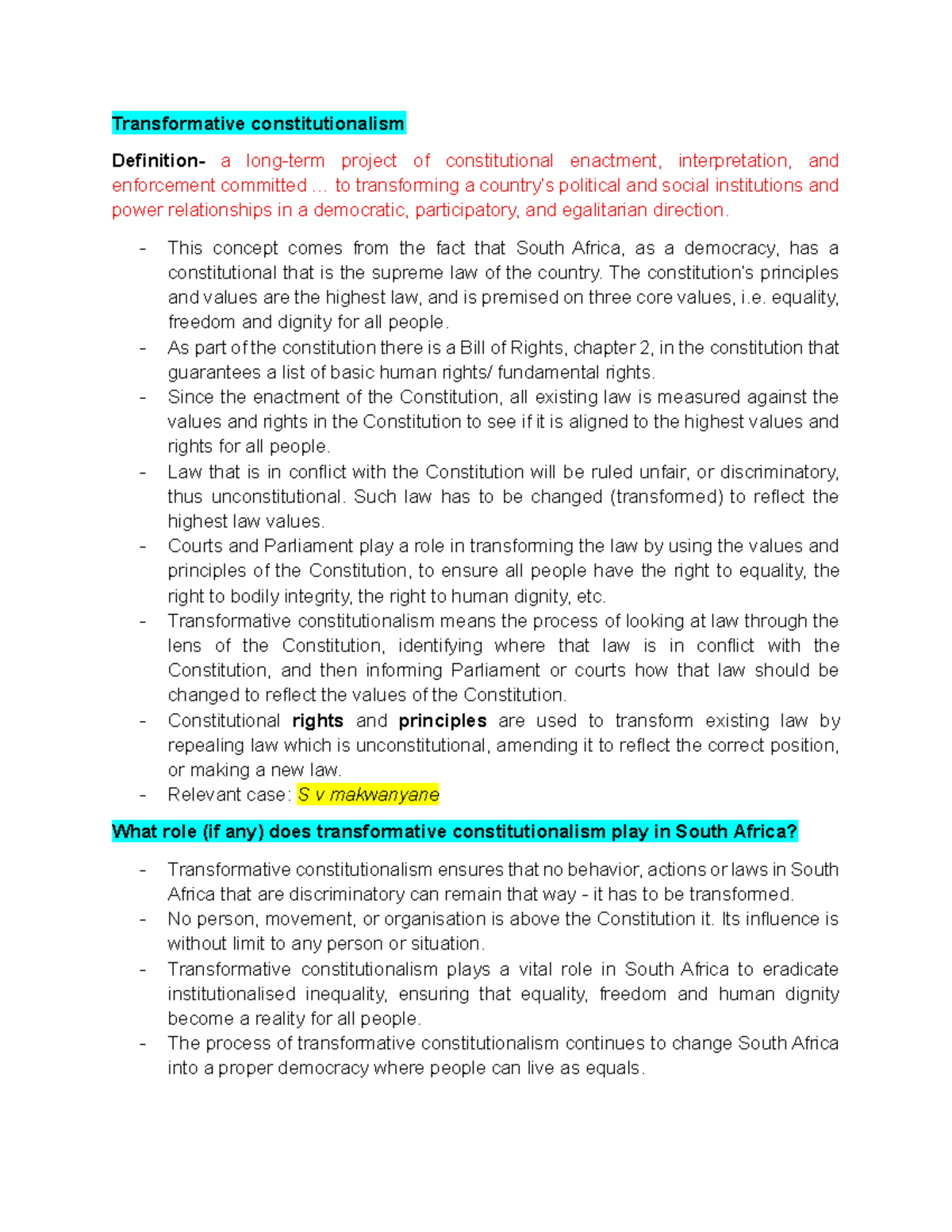 Transformative Constitutionalism in South Africa: Principles and ...
