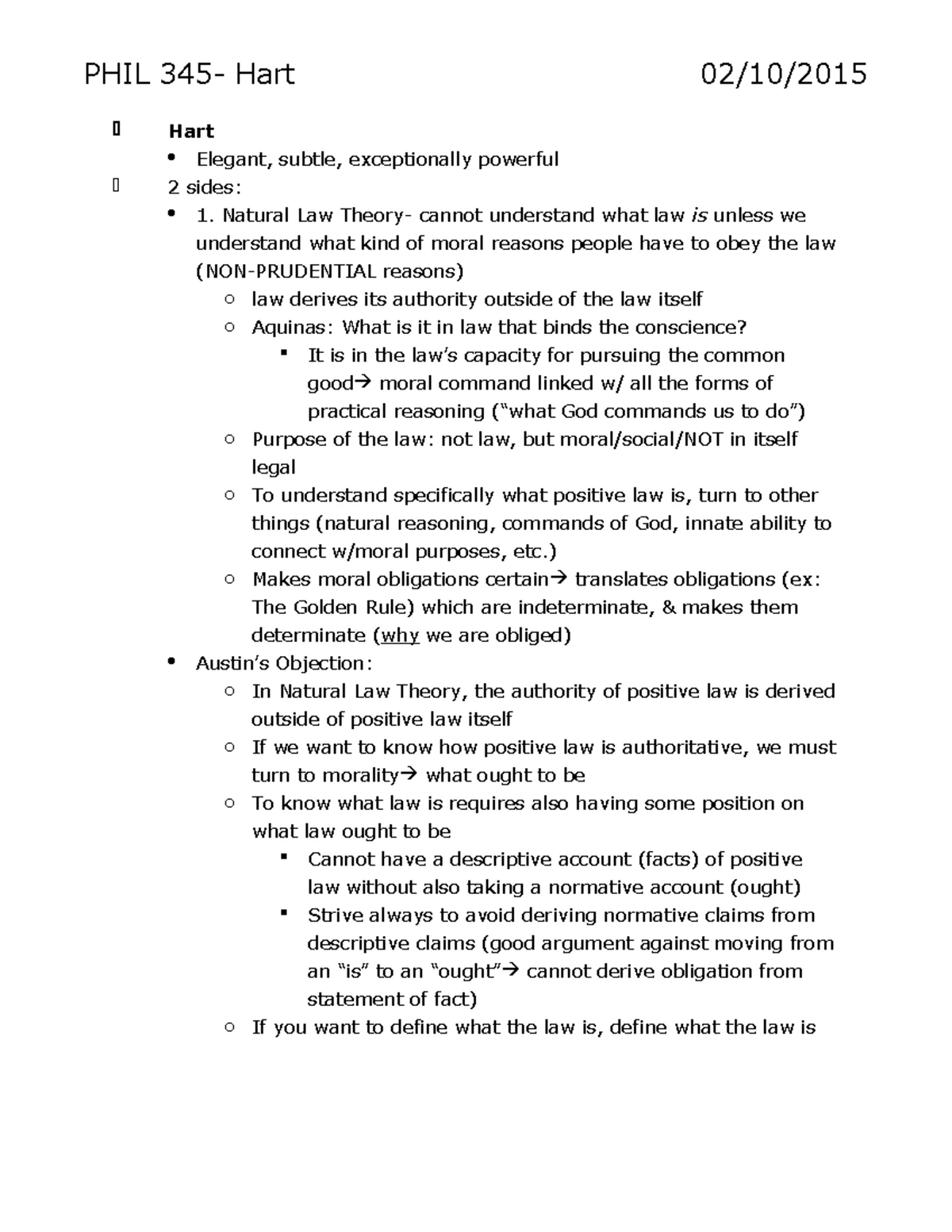 PHIL 345 Final Exam Study Guide - PHIL 345 Philosophy of Law Spring ...