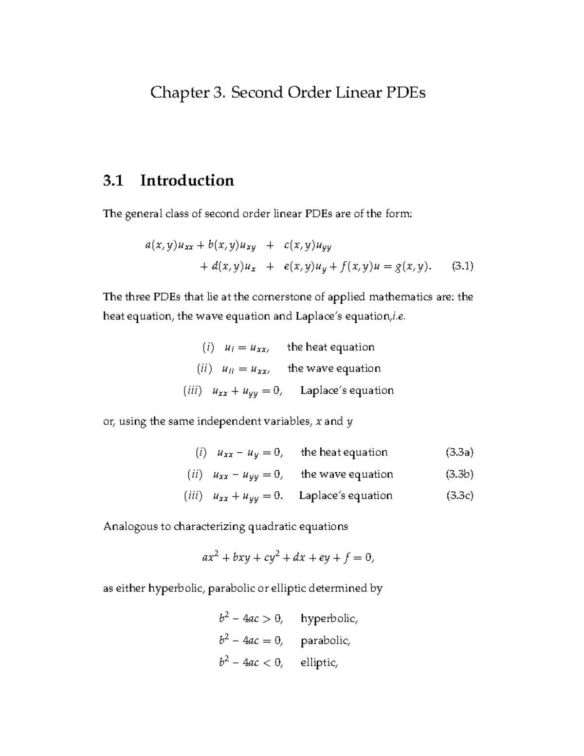 2ndorder - Pde notes - Chapter 3. Second Order Linear PDEs 3 ...