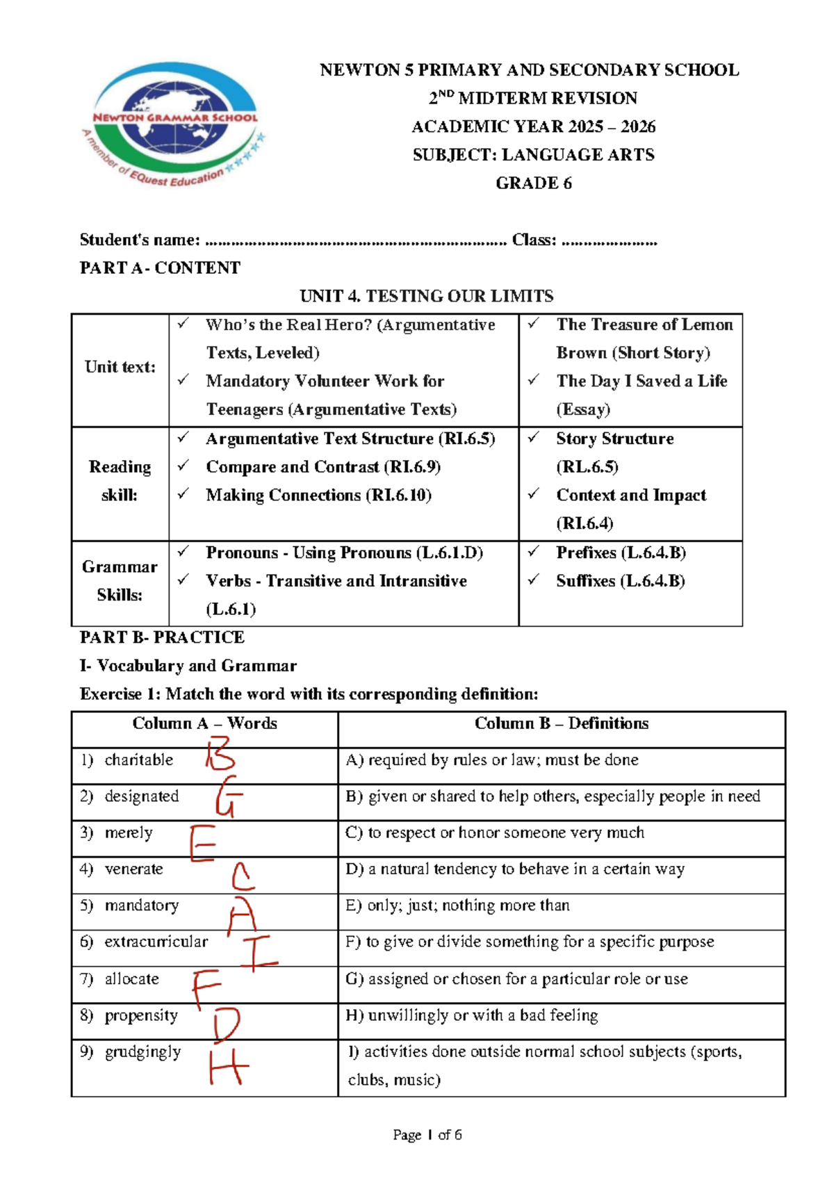 NGS5-M2-REV-LA-6G-25-26: Language Arts 2nd Midterm Revision Guide - Studocu