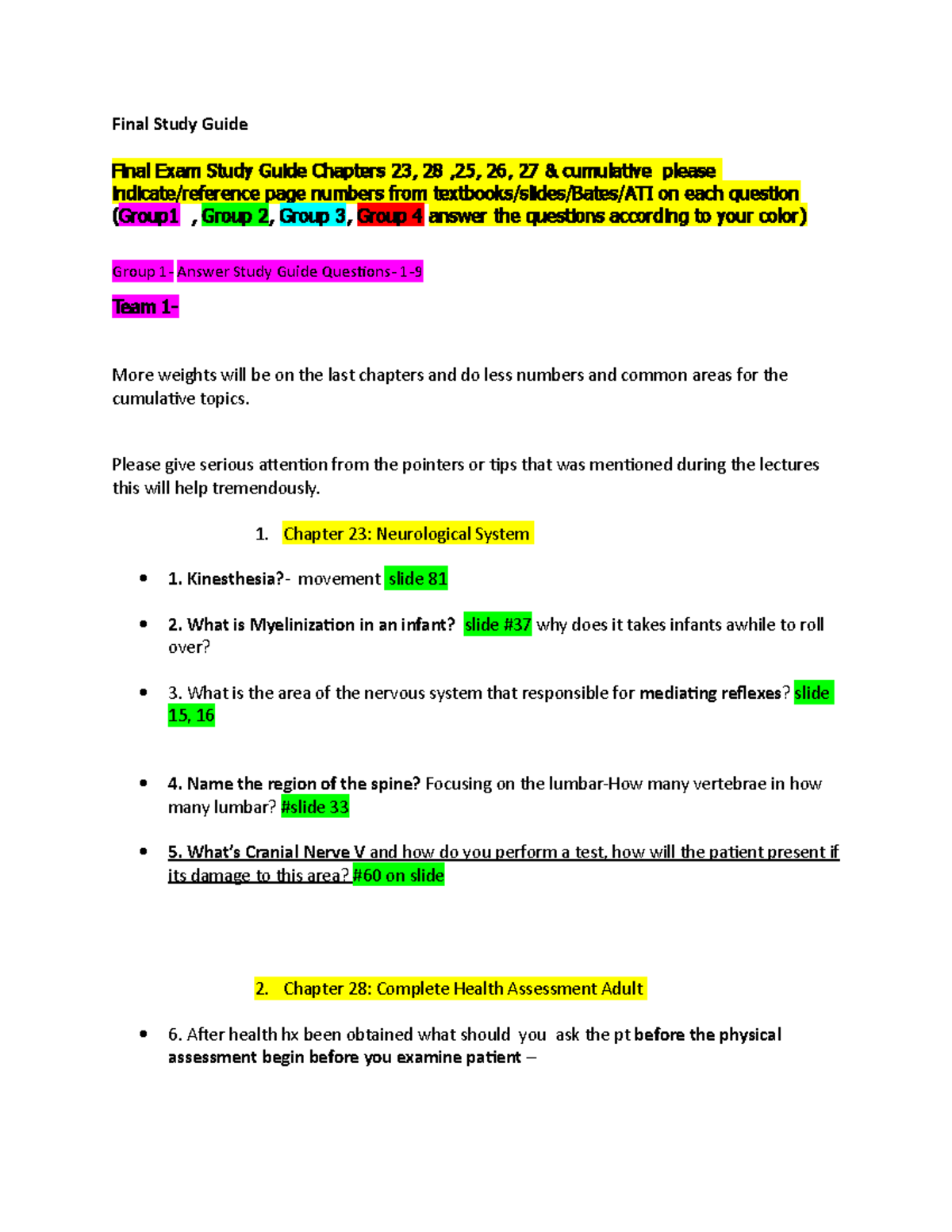 PA Final Exam Study Guide: Chapters 23-28 and Cumulative Topics - Studocu