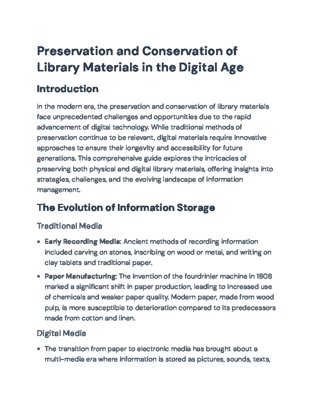 Preservation and Conservation of Library Materials in the Digital Age ...