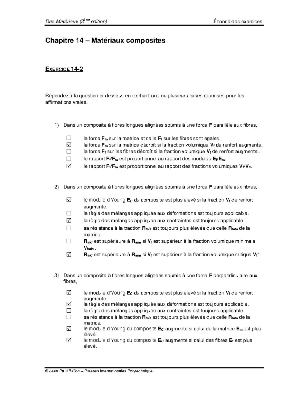 Cor14 - Exercice sur les Matériaux Composites - Studocu