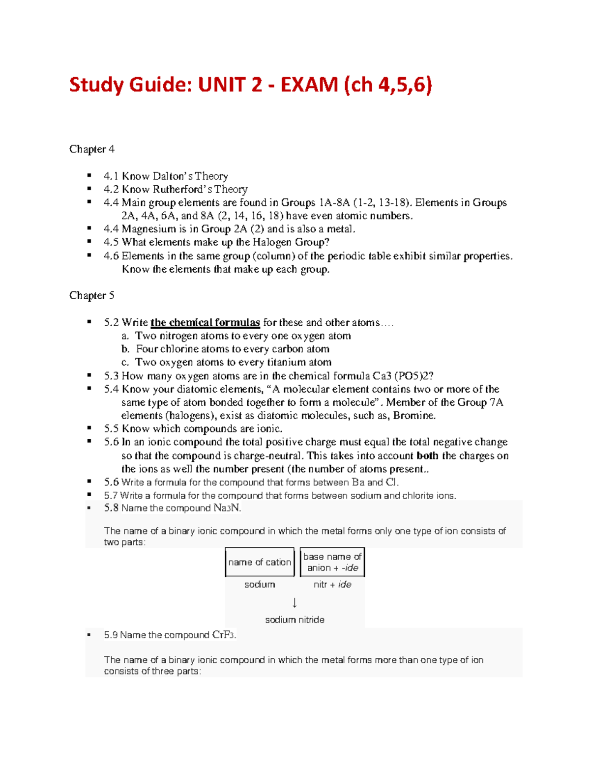 Unit+2+Exam+Review+-+chem+1405 - Study Guide: UNIT 2 - EXAM (ch 4,5,6 ...