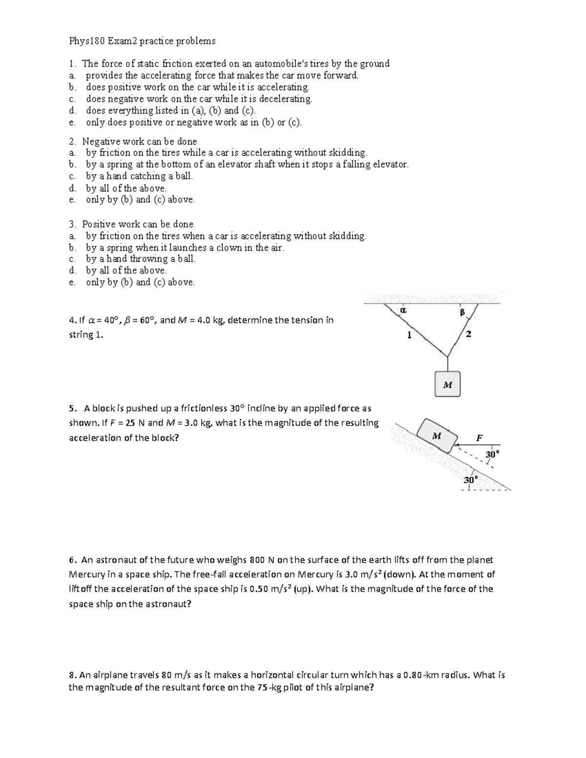 Phys180 Exam 2 Practice Problems & Solutions for Review - Studocu