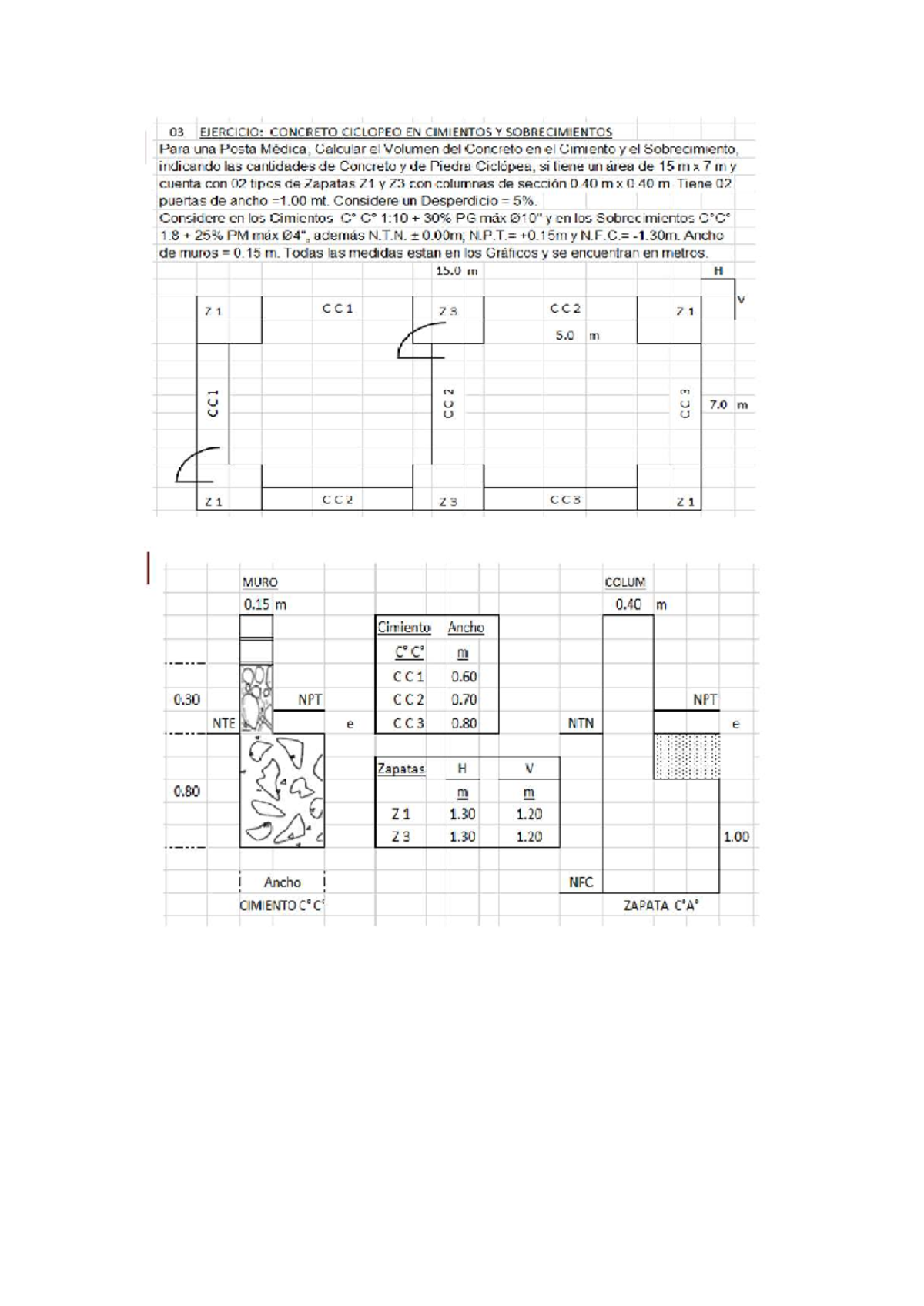 03 EJERCICIO: Cálculo de Concreto en Cimientos y Sobrecimientos - Document Preview