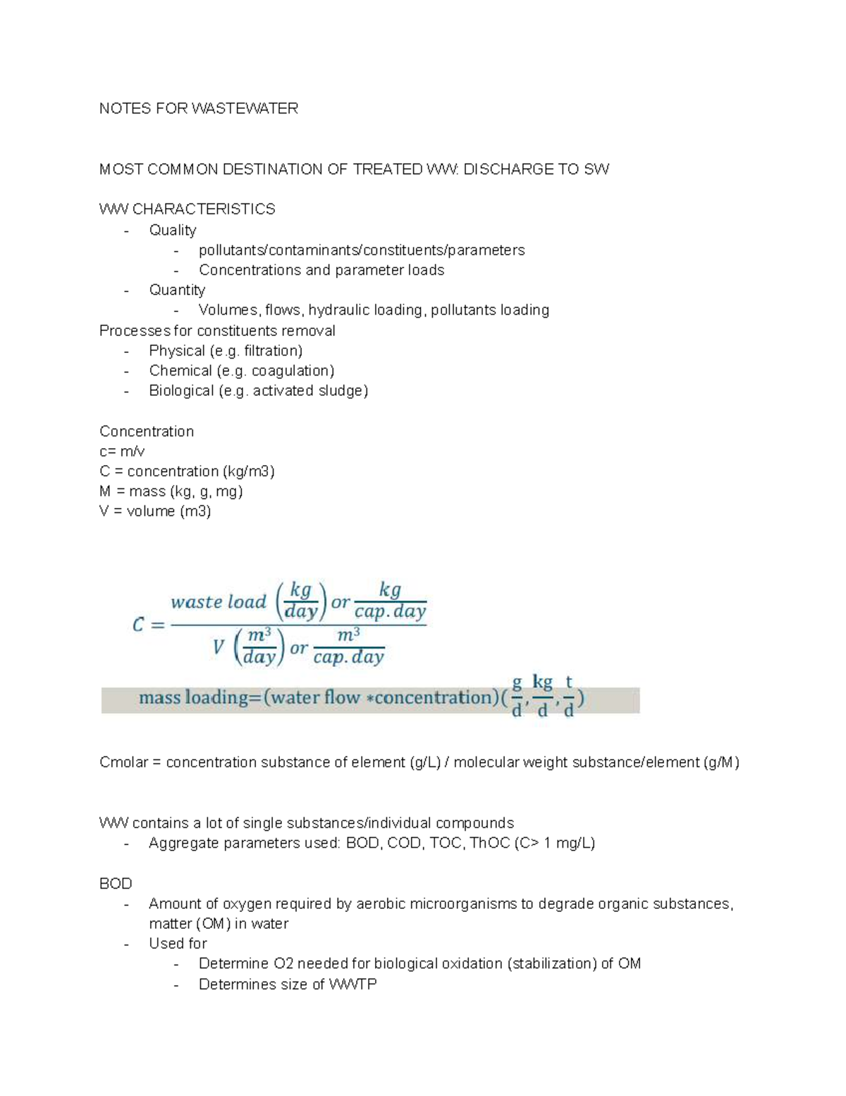 Wastewater Treatment Notes: Key Processes and Parameters - Studeersnel