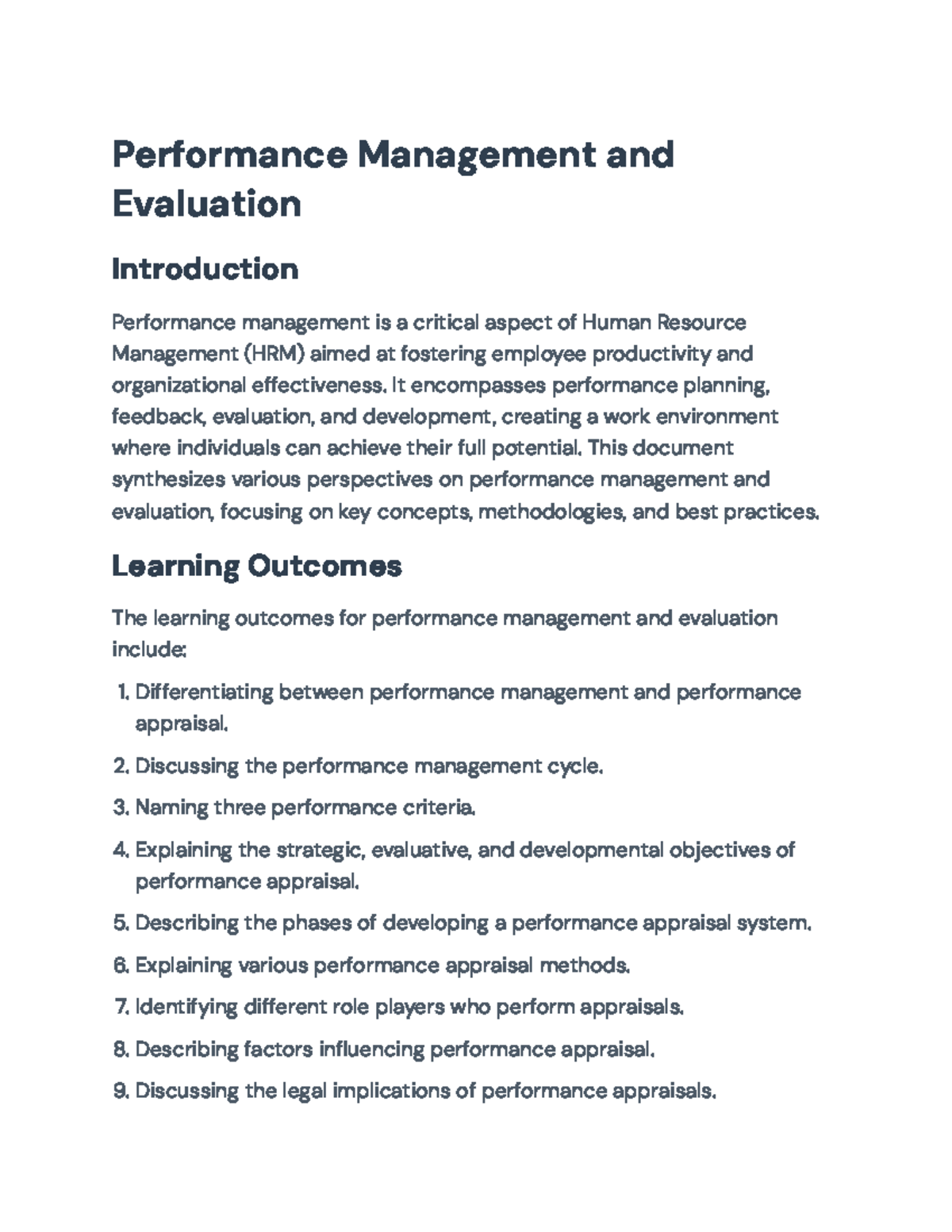 Performance Management and Evaluation: Key Concepts and Methods ...