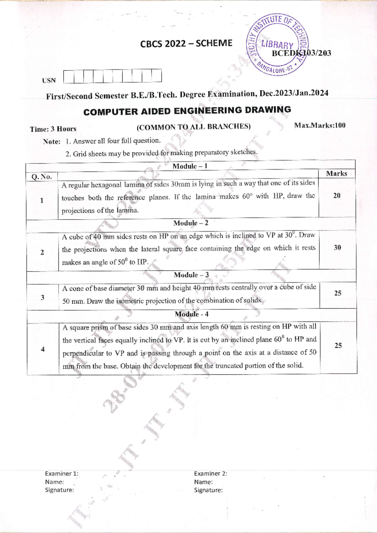 CAED11 - question paper - INSTITUTE OF CBCS 2022 SCHEME LIBRARY ...