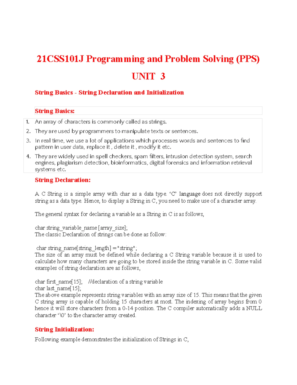PPS 21CSS101J DEC 2023 - Programming for Problem Solving Question Paper ...