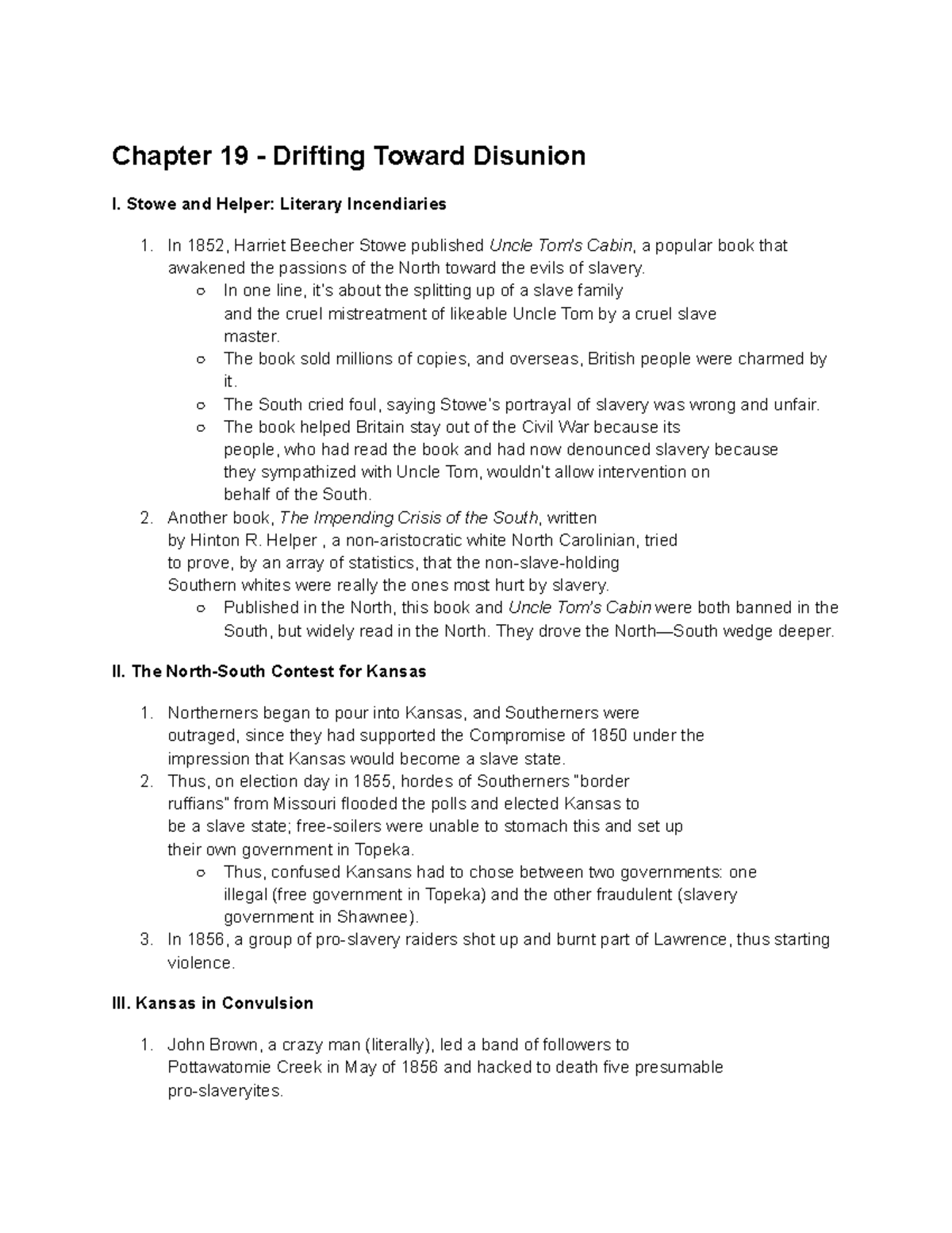 APUSH Chapter 19: Drifting Toward Disunion Overview and Key Events ...