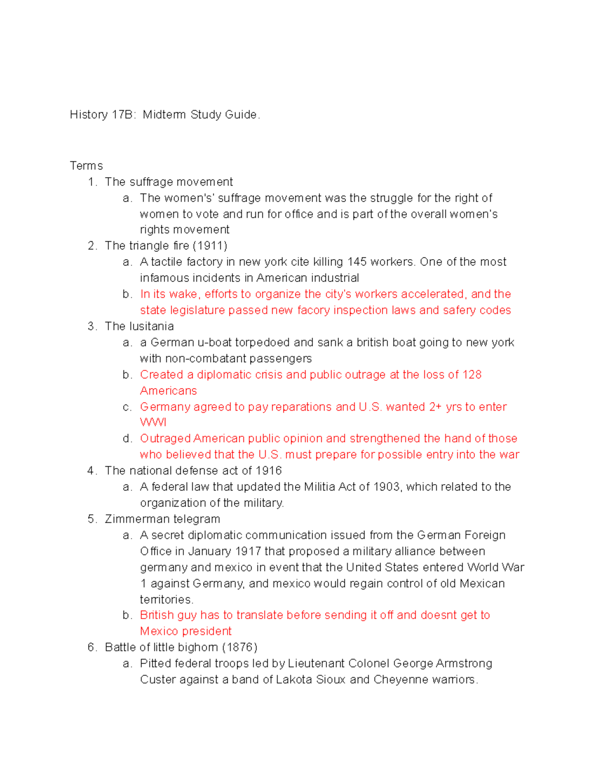 History 17B: Comprehensive Midterm Study Guide on Key Concepts - Studocu