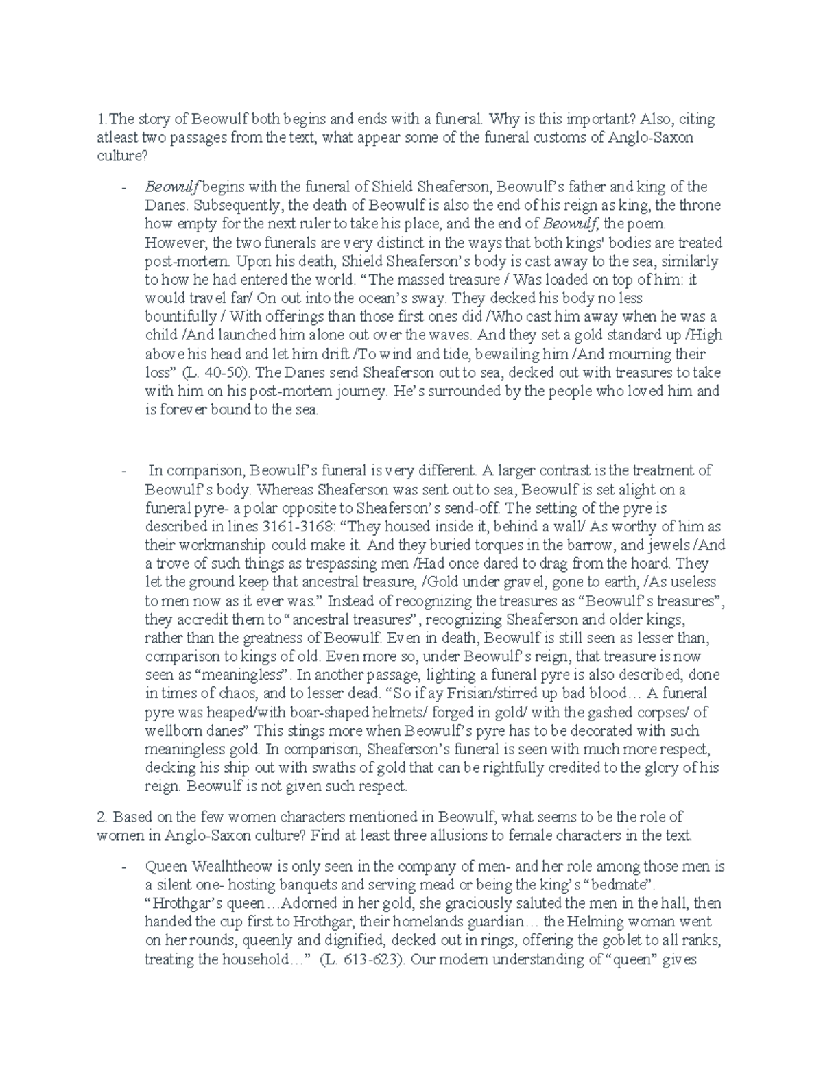 Beowulf Analysis: Funerals, Gender Roles, and Treasures in Anglo-Saxon  Culture - Studocu, image size:1200x1553