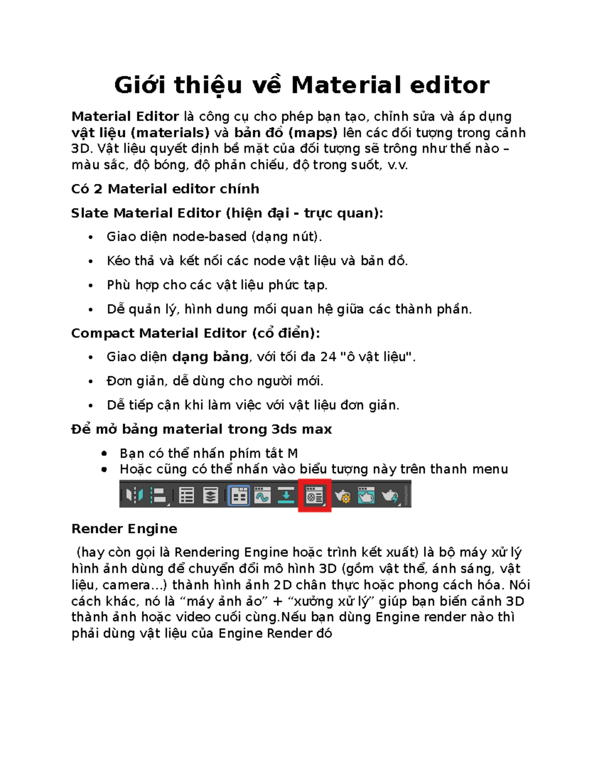 Giới thiệu về Material Editor N7: Công cụ và Chức năng trong 3D - Studocu