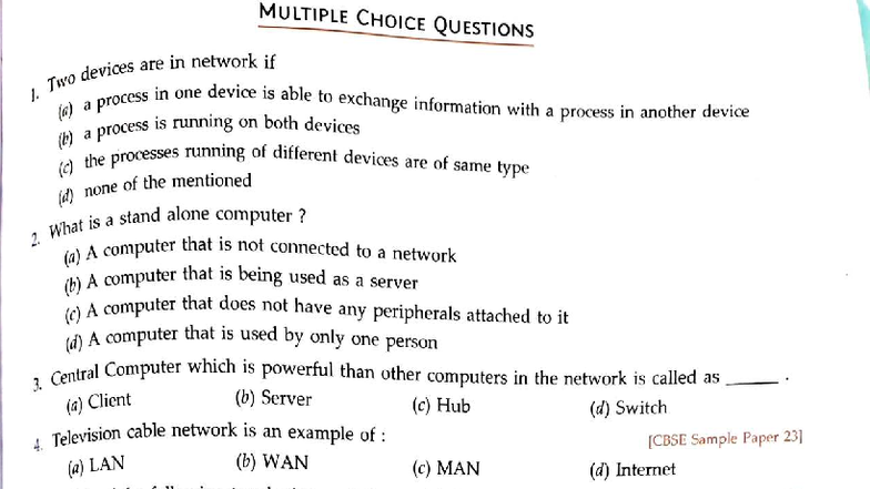 IP Holiday HW XII: Multiple Choice Questions on Networking Concepts ...