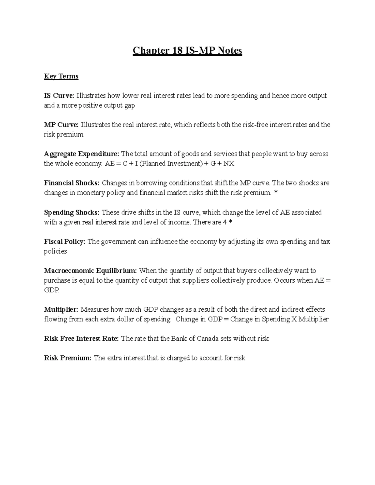 Chapter 20 EC140 Full Model Notes: Key Terms & Economic Concepts - Studocu