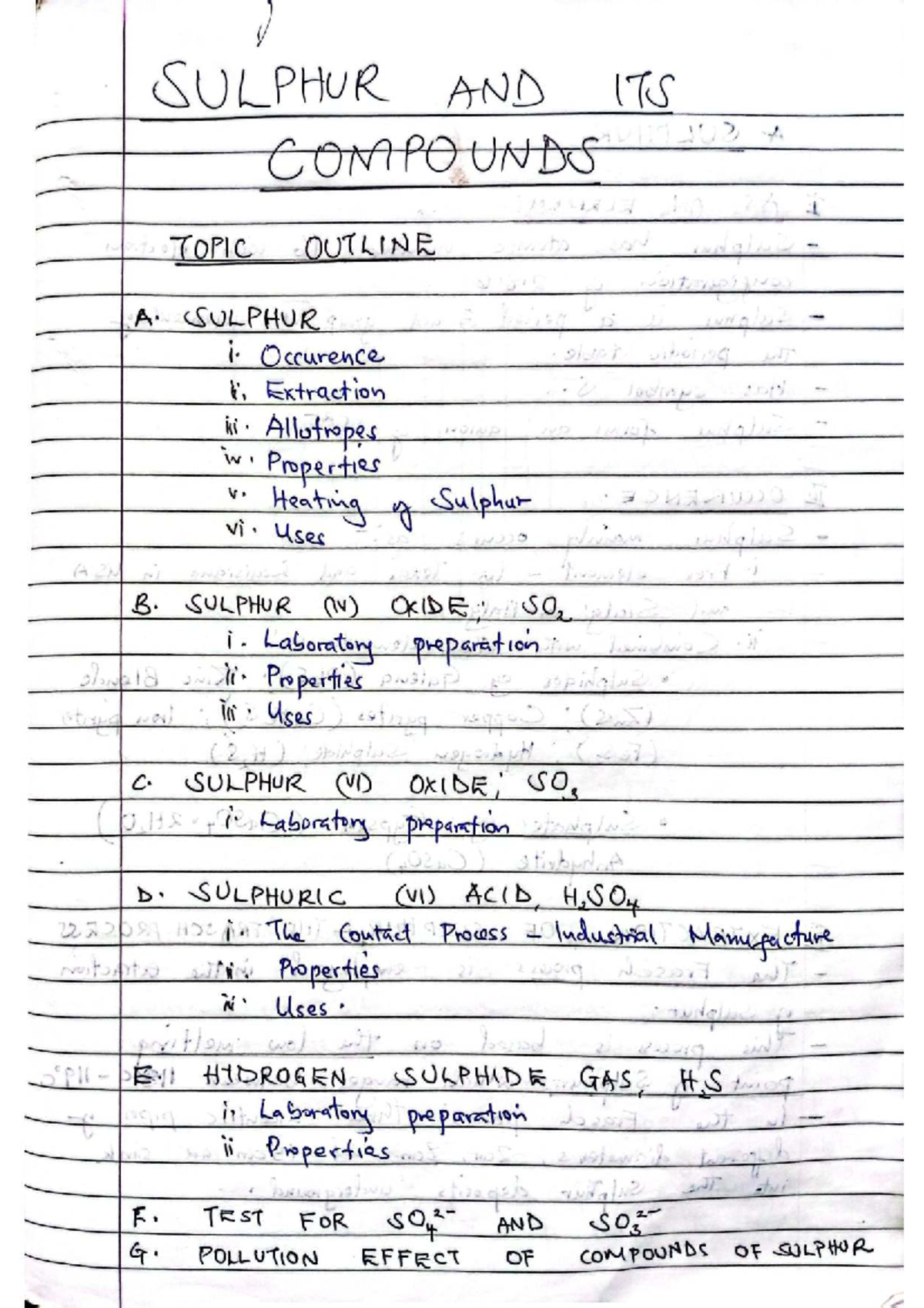 SULPHUR AND ITS COMPOUNDS: A DETAILED STUDY OUTLINE - Studocu