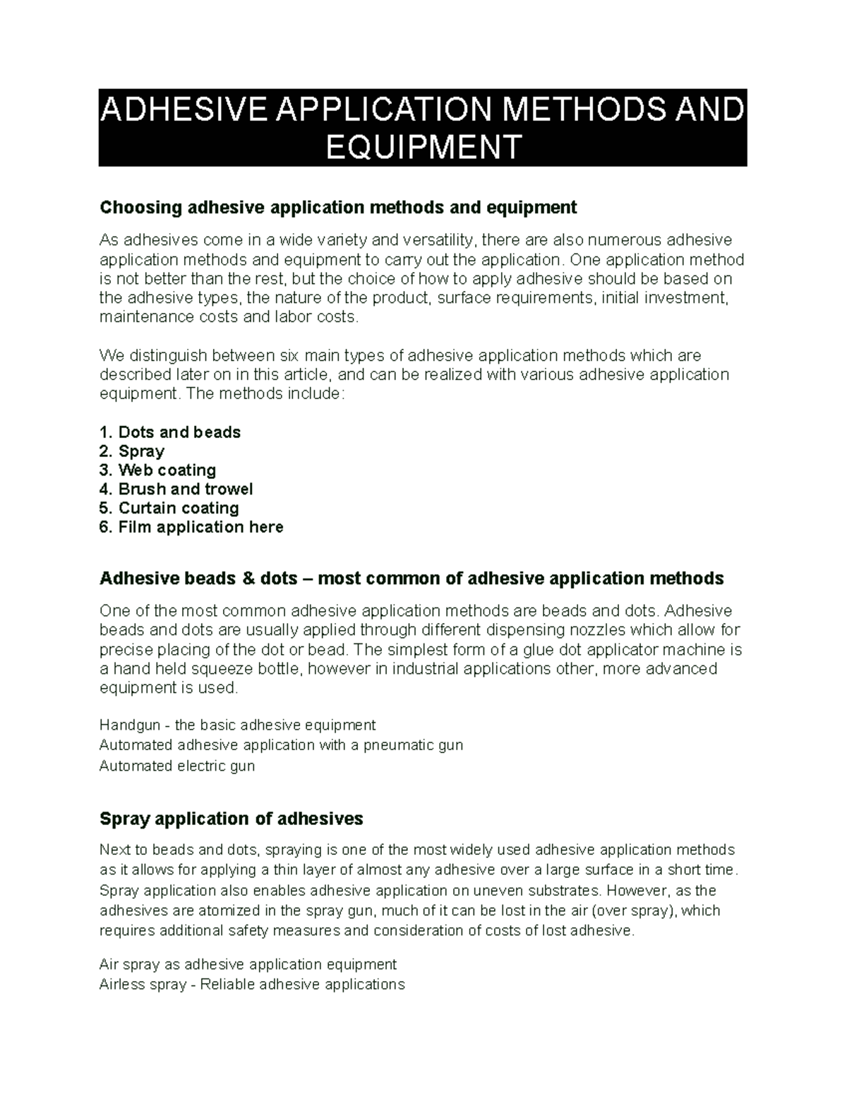 Adhesive Application Methods & Equipment Overview for Industrial Use ...