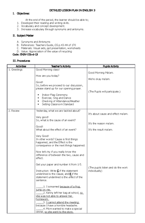 Eng Ed 3 - Lesson Exemplar - Detailed Lesson Exemplar In English III I ...