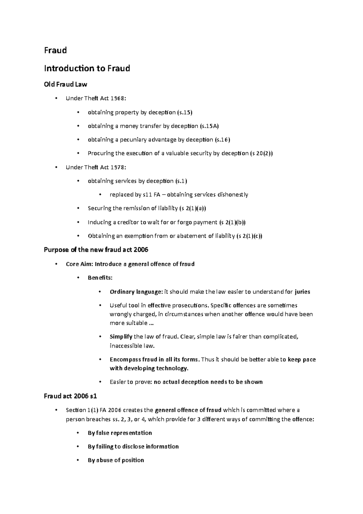 Fraud LAWS 19 Lecture Notes: Key Concepts and Offences Explained - Studocu