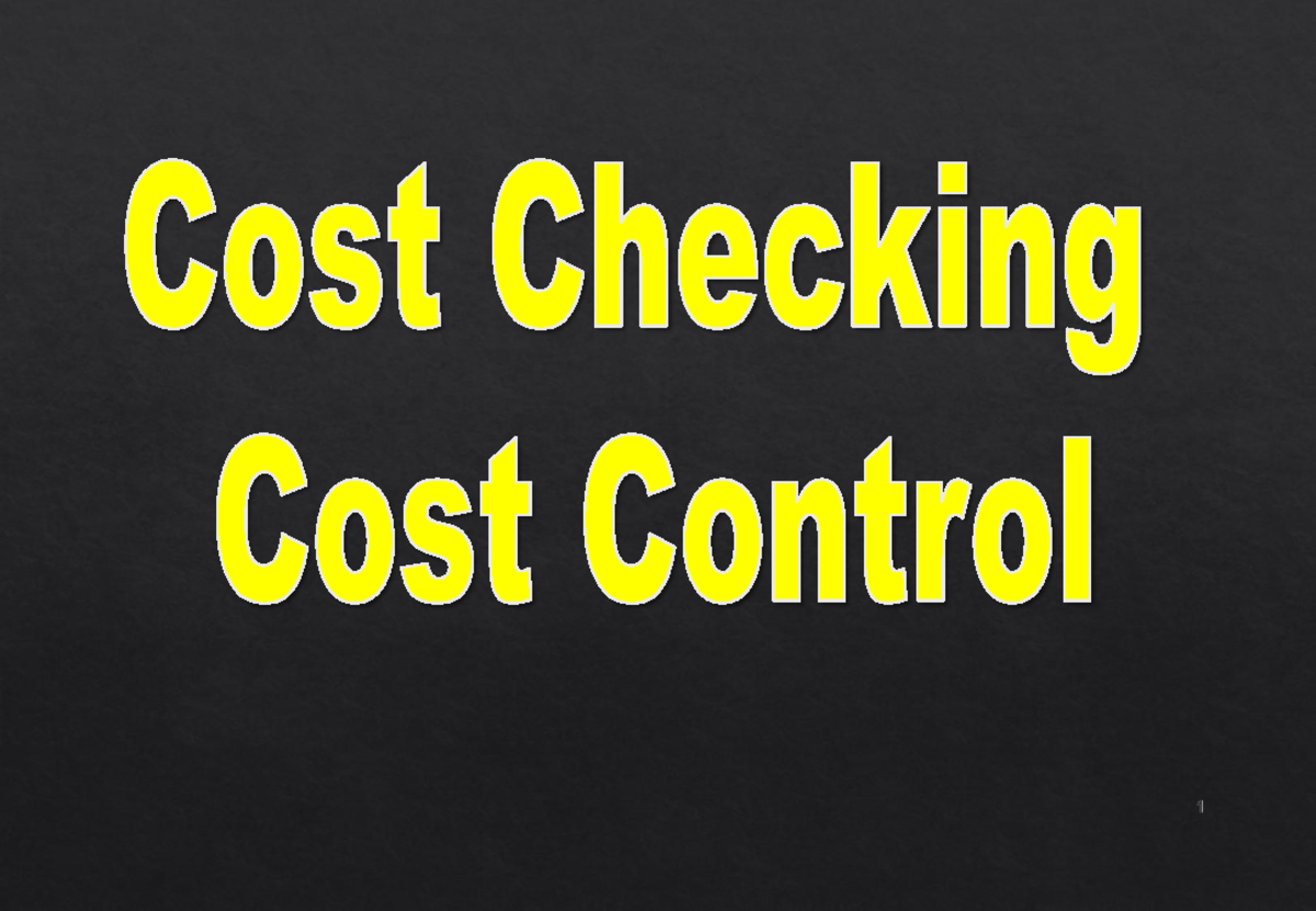 Cost Checking & Control in Design Process (COST 101) - Studocu